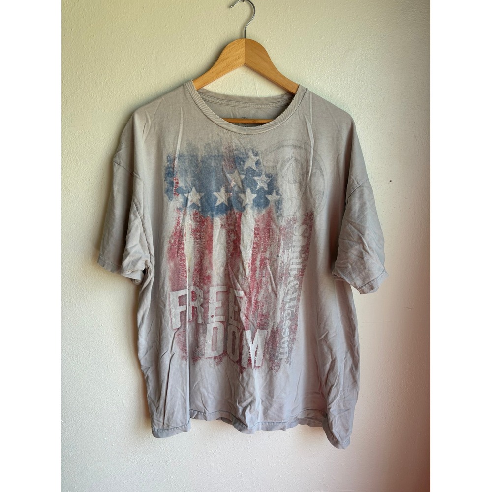 Smith & Wesson Mens Freedom American Flag Graphic T-Shirt‎ Gray XXL Distressed